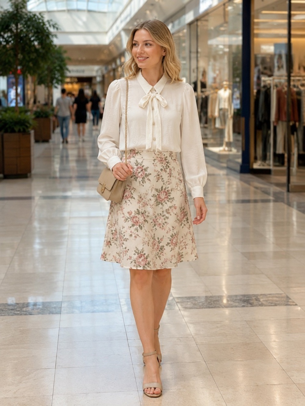 Pearl Button Front Blouse with Ties Zara